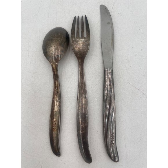 Vintage TWA Silver Plated Spoon Fork & Knife Set - Collectible Airline Flatware - Picture 2 of 3